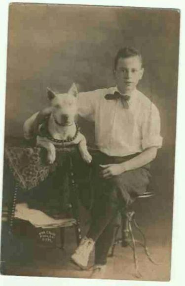 Vintage Picture of Boy with Pit Bull